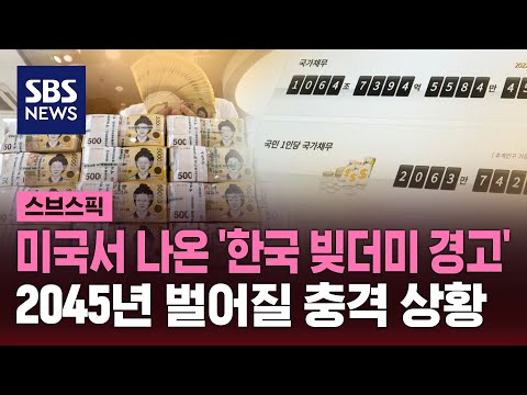 미국서 나온 '한국 빚더미 경고'…"2045년 부채가 GDP 추월" / SBS / 스브스픽