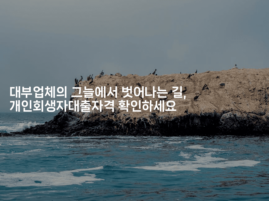 대부업체의 그늘에서 벗어나는 길, 개인회생자대출자격 확인하세요-에코리아